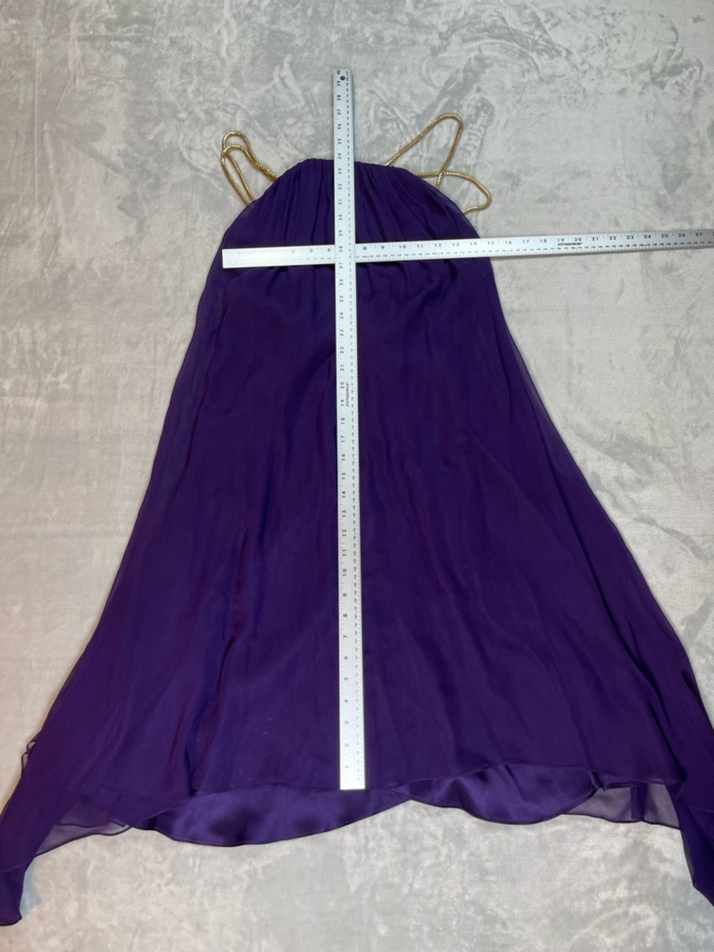 Thomas Wylde Purple Halter Midi Dress Gold Chain Straps Size Tag Missing - Picture 3 of 16